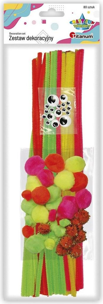 Set décoratif de pompons en fil de fer yeux couleurs Image du produit 