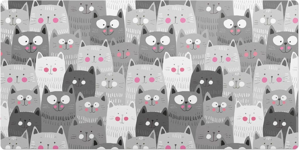 Entzückende Katzen Nahtloses Muster– Schreibtischunterlage – Schreibtisch Tischunterlage – 120x60 cm – Unterlage Groß Schreibtischmatte