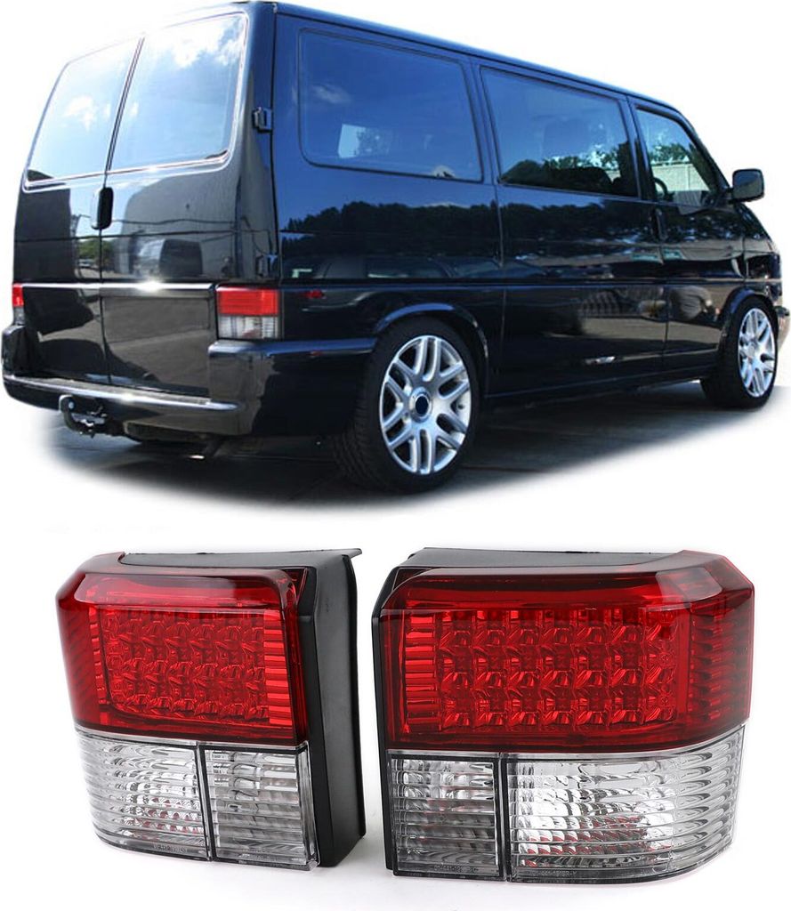 LED Rückleuchten Heckleuchten in Rot Klar für VW T4 IV ab Produktbild 