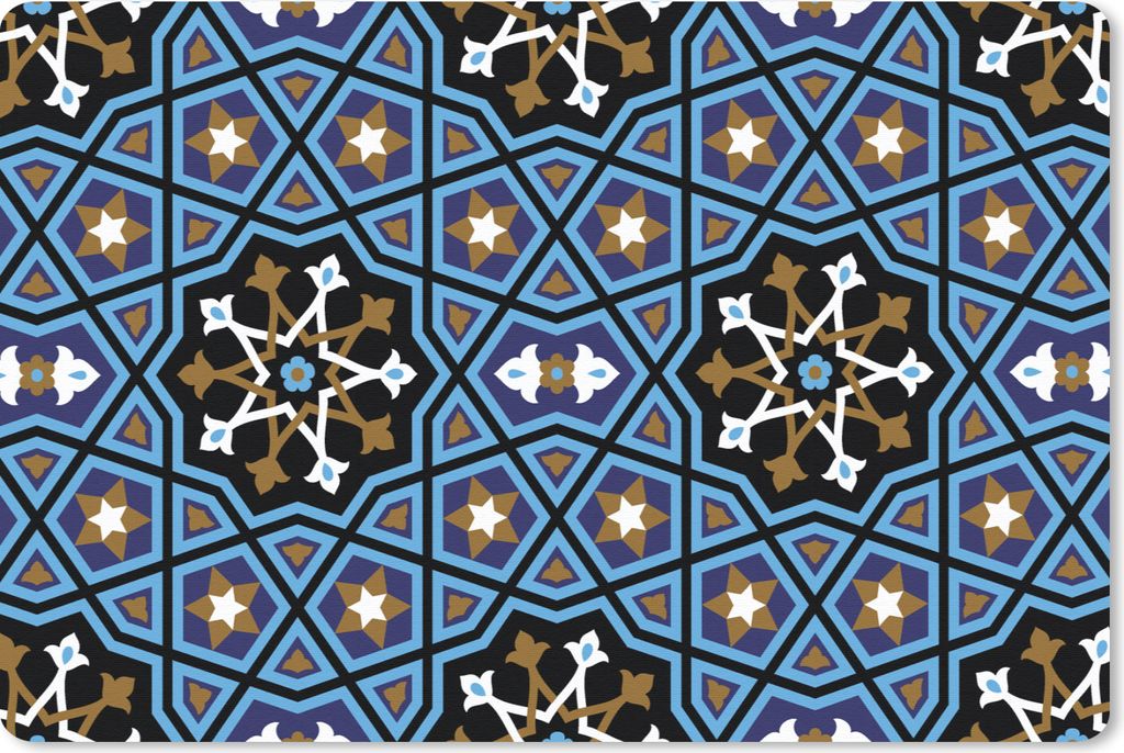 MuchoWow Schreibtischunterlage Mosaik - Asien - Muster 60x40 cm - XXL Mauspad - Großes Mauspad
