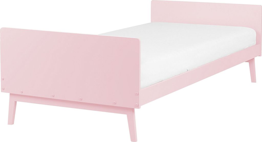 BELIANI Bett Pastellrosa aus Kiefernholz 90 x 200 cm mit Lattenrost Einzelbett Modern Skandinavischer Stil für Jugendzimmer Kinderzimmer Schlafzimmer