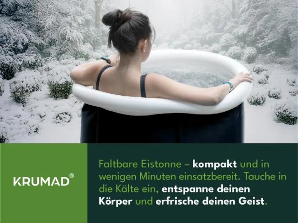 KRUMAD Bac à glace 320L pliable en PVC robuste avec couvercle et valve