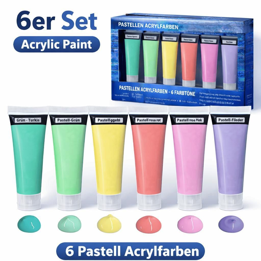 Acrylfarbe 6 Stück Malfarbe Künstlerfarbe Acrylfarben Tuben Produktbild 