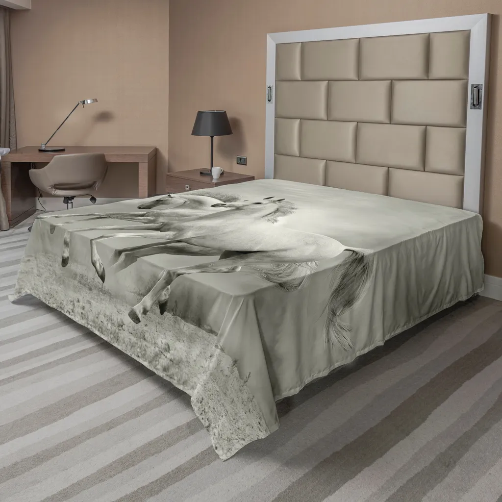 Drap de lit Cheval doux et confortable - Impression photo Noir et Blanc