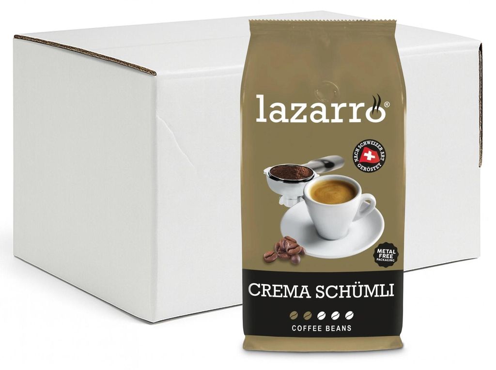 Lazarro Crema Schümli – ziarna kawy, 8 x 1 kg. Zdjęcie produktu 