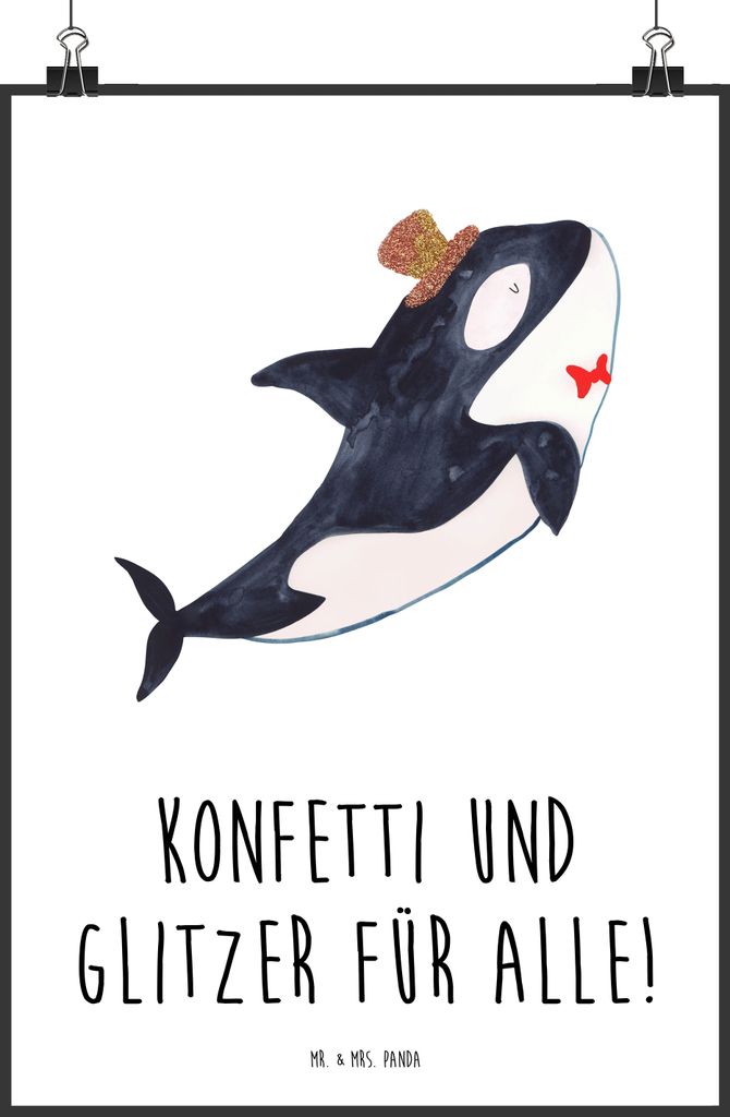 Mr. & Mrs. Panda Bild Orca Zylinder DIN A0 - Weiß - Produktbild 