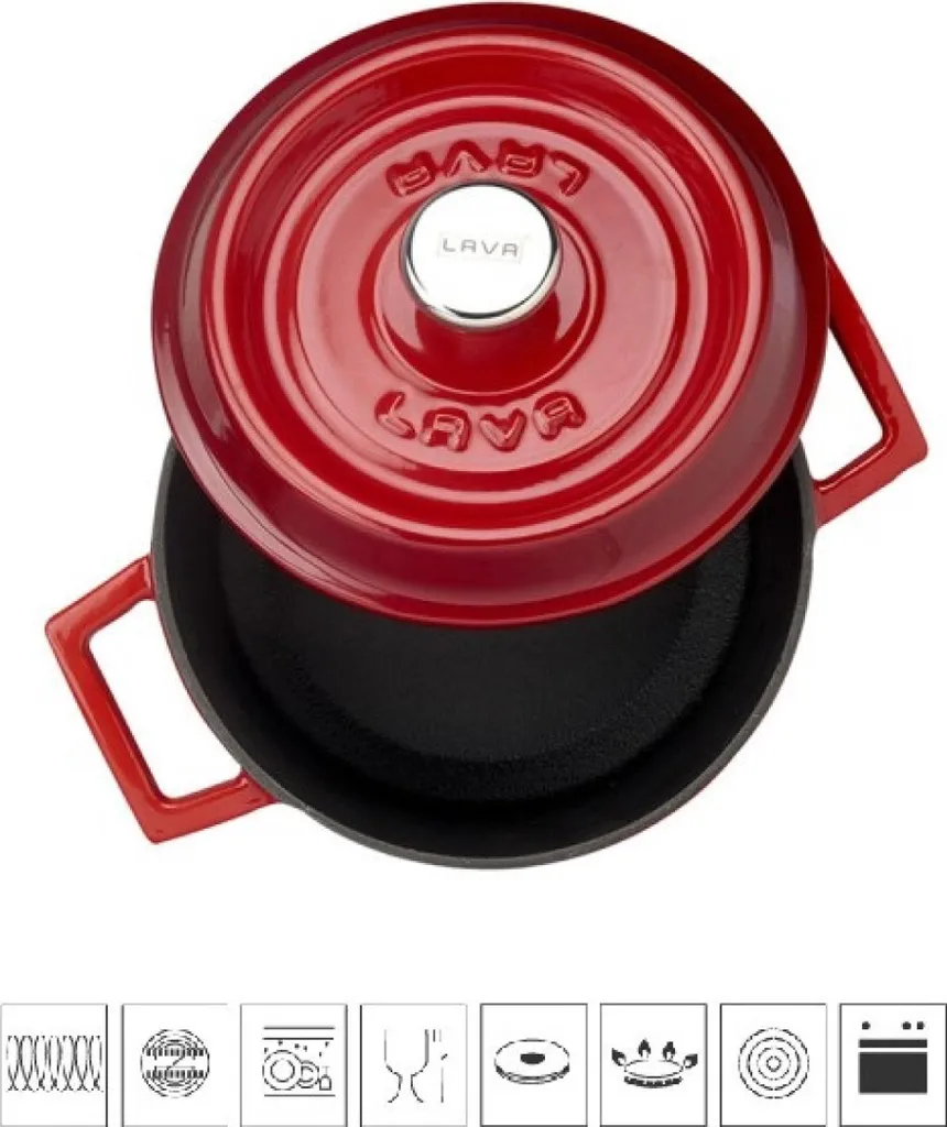 Pentola LAVA Ghisa 14cm Rossa - Ideale per Pappe Bimbi e Piccoli Stufati