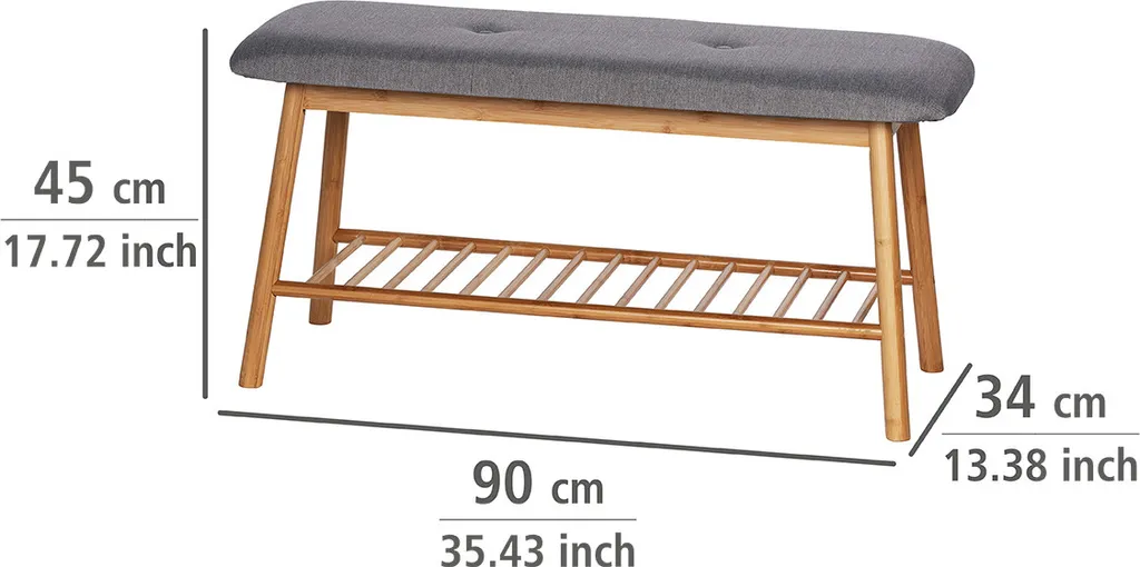 WENKO Bahari Banc de Siège avec Coussin en Bambou pour Chaussures - 4