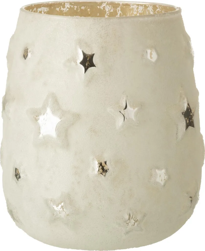 Photophore Étoile Déco Verre Argent Antique J-Line Grand Format 12,5cm