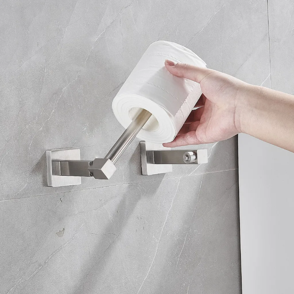 Supporto Carta Igienica Quadrato Acciaio Inox - Design Pivot Parete - 3