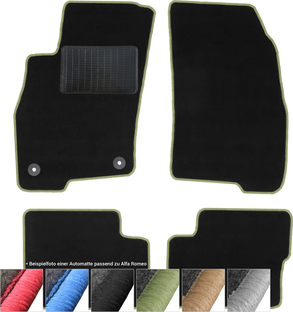 Tappetini Su Misura Alfa Romeo 147 GT Velour Nero Cuciture Verde
