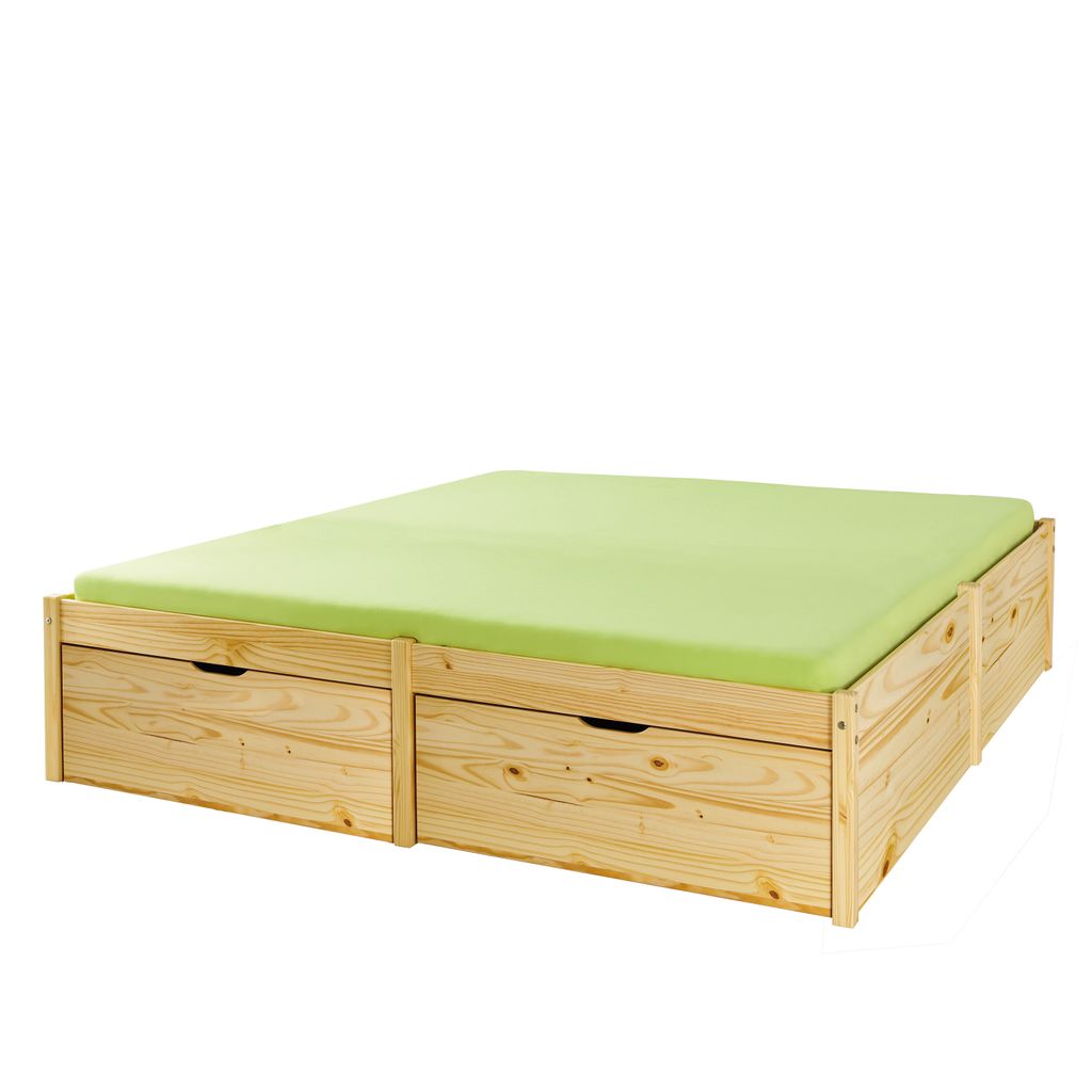 Funktionsbett Doppelbatt Lausanne Massivholz natur 180 x 200 cm