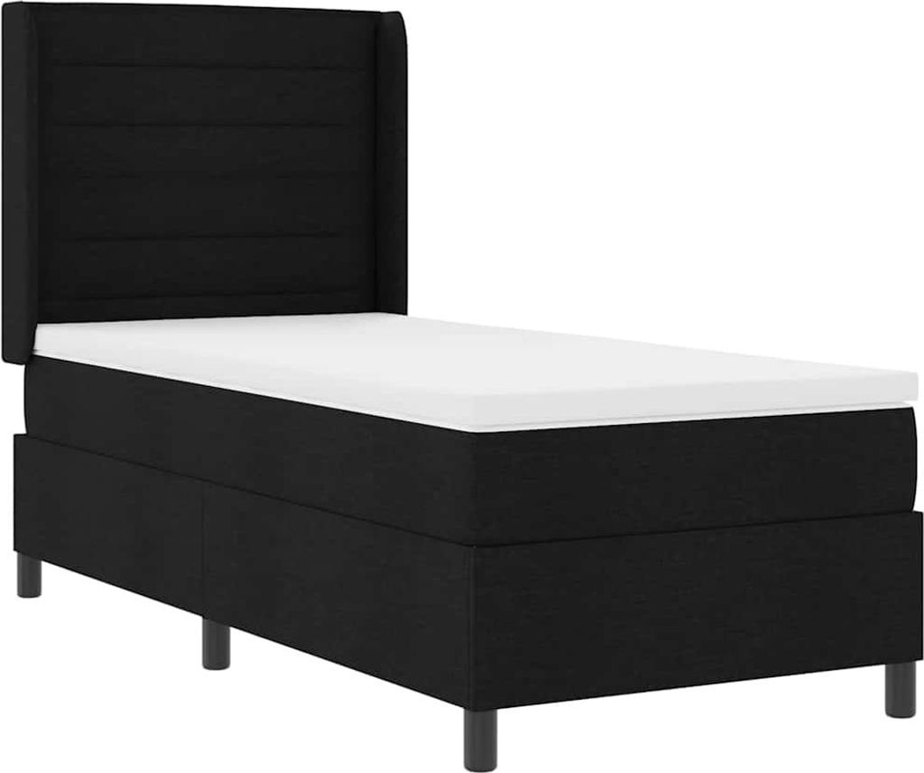 vidaXL LED Boxspringbett mit Kopfteil Schwarz 80 x 200 cm Stoff