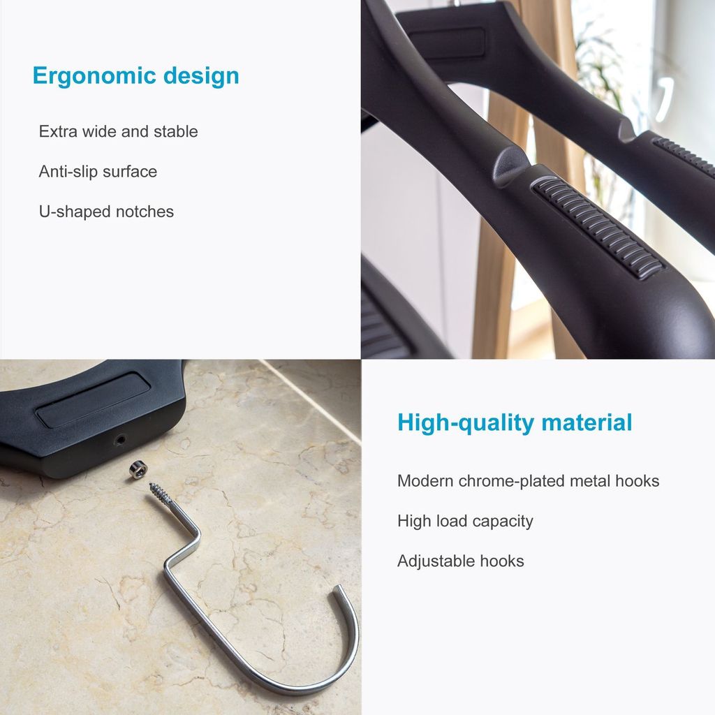 Intirilife Kleiderbügel in UNIVERSAL SCHWARZ - 10 Stück breite Kleiderbügel aus Kunststoff mit Anti-Rutsch Oberfläche - Garderobenbügel Wäsch...