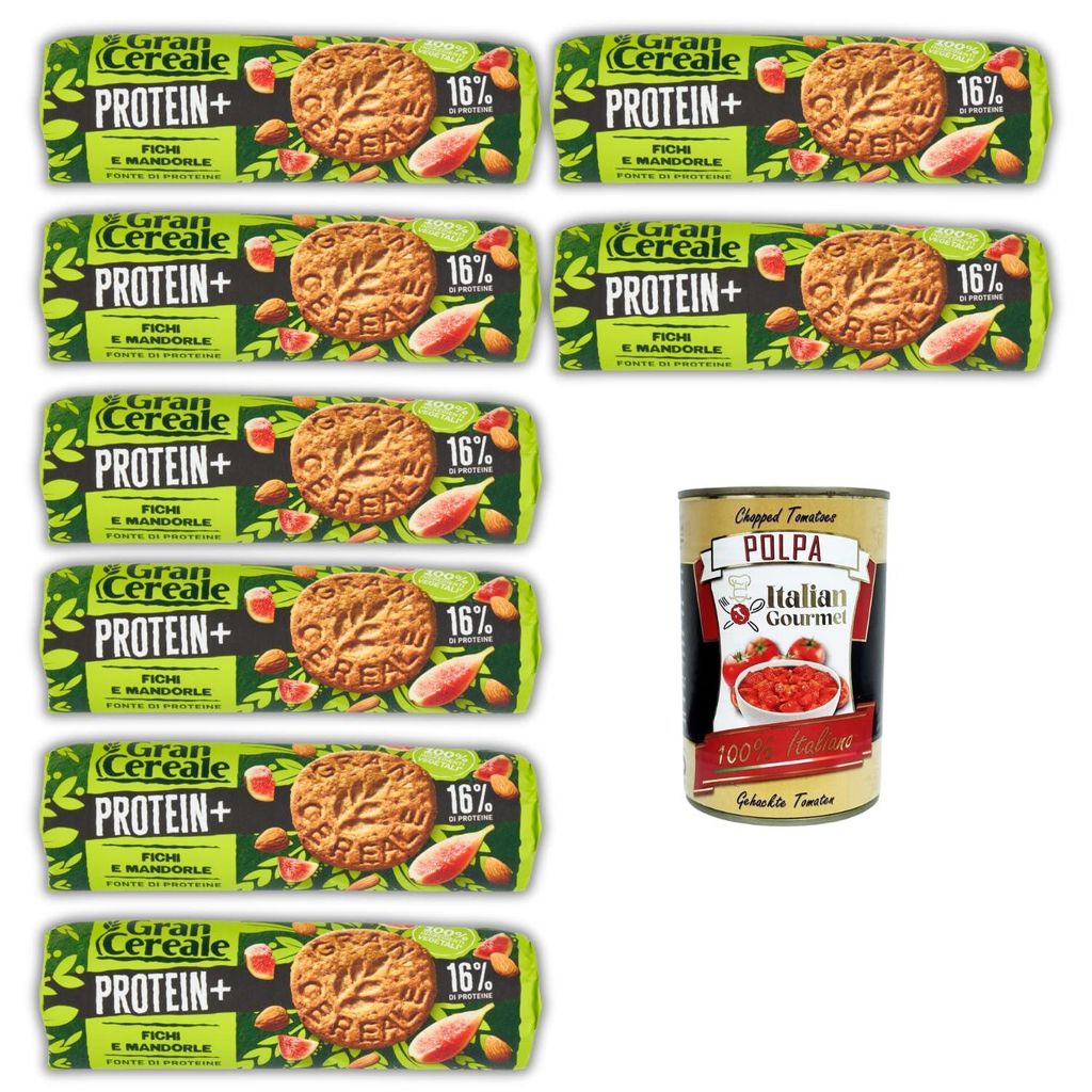 GranCereale PROTEIN+ Fichi & Mandorle 8x230g – 16% Protein, vegan, ohne Palmöl, ballaststoffreich, recyclebare Verpackung – italienische Kekse...