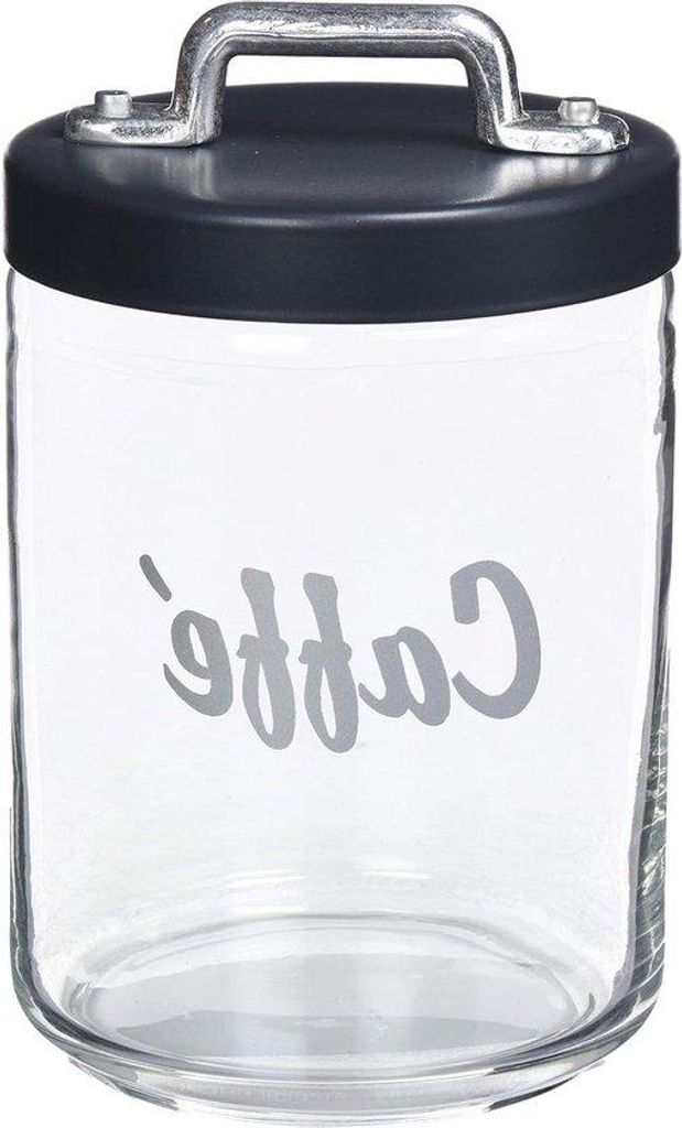 Graue 1L Glasdose mit Aluminiumdeckel und Kupferbeschichtung