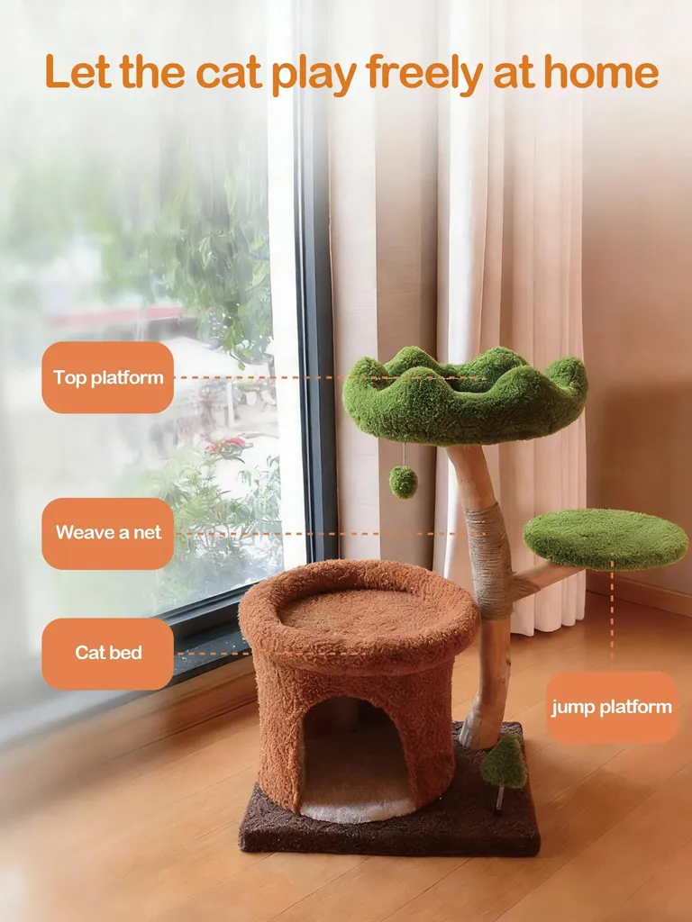 Katzenvilla Arbre à Chat en Bois 3 Niveaux Design Épuré pour Intérieur - 7