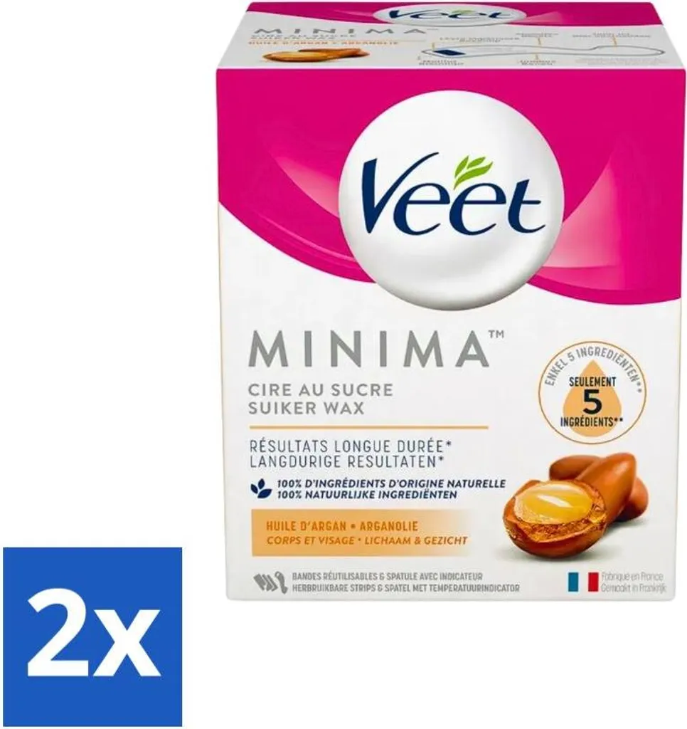 Veet Cire Chaude Minima à l'Huile d'Argan - Pack Avantage 2 x 250ml