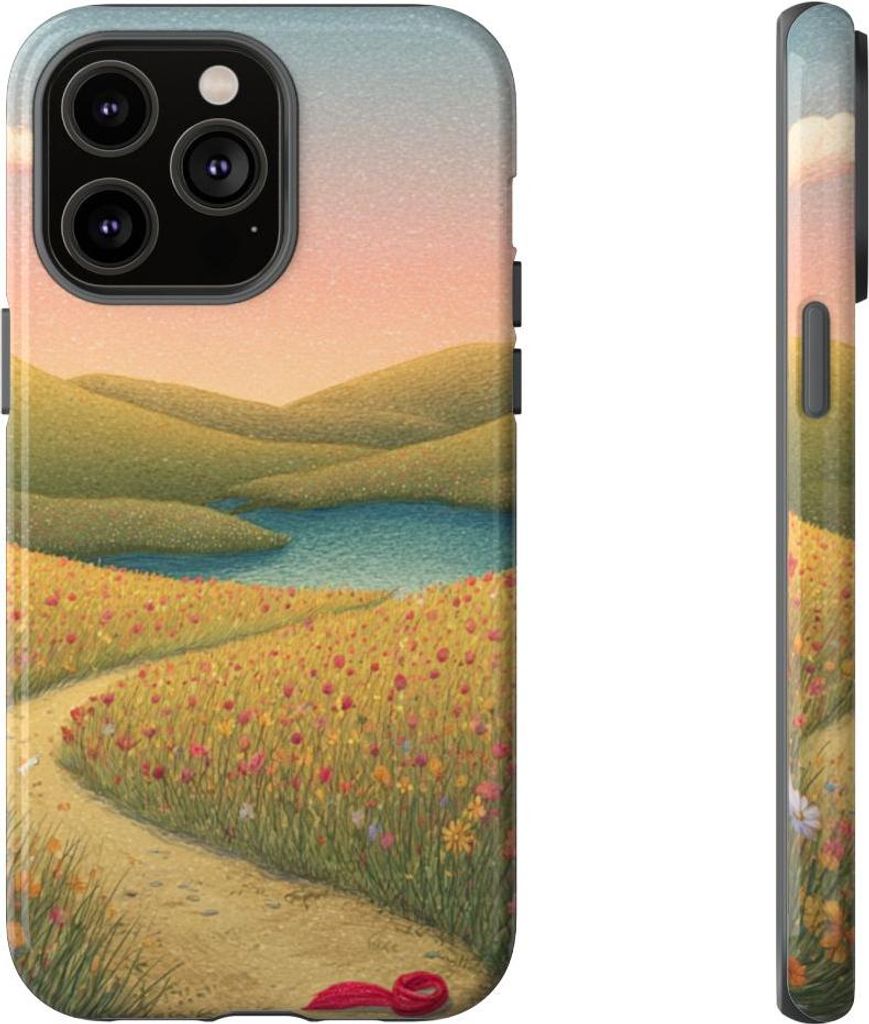 Frühlingswiese mit Blumen und See – Hülle Kompatibel mit iPhone 14 Pro Max