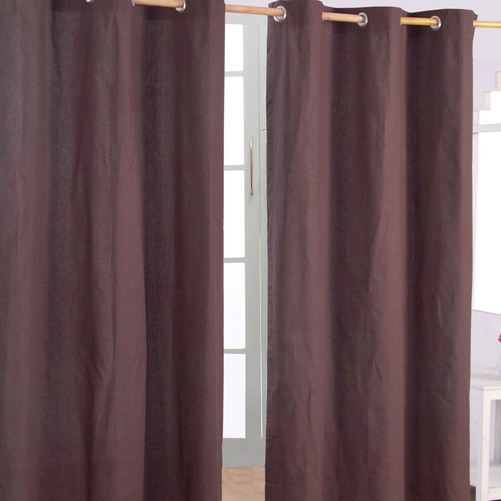 HOMESCAPES Gardinen unifarben schokolade 2er Set 228 x 137 cm