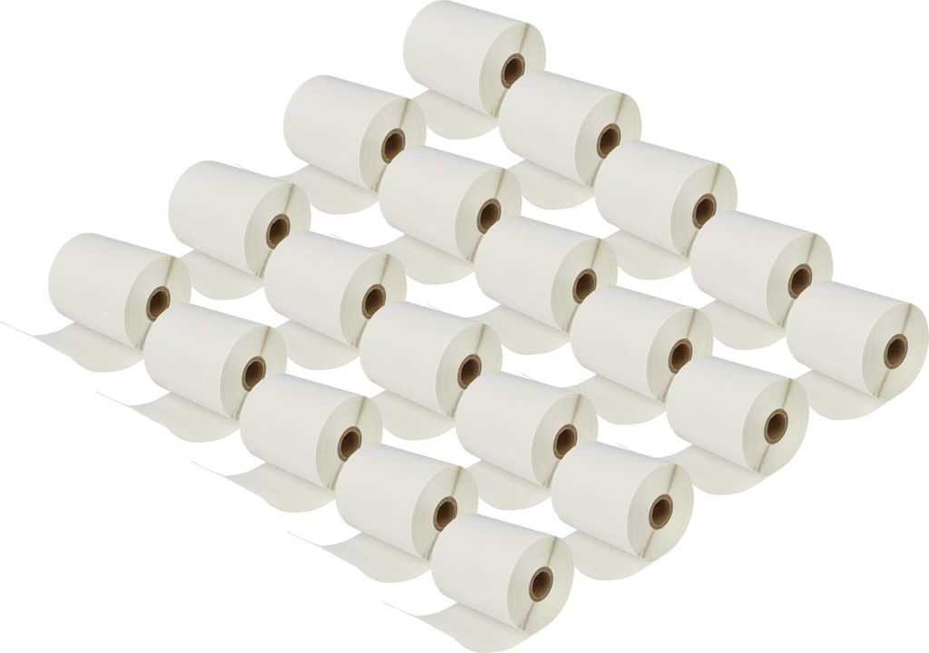 vhbw 20x Rolle 102mm x 50mm (836 Etiketten) kompatibel mit Brother TD-2130, TD-4100N, TD-4100, TD-4000, TD-2130N Drucker, Wiederablösbar Weiß