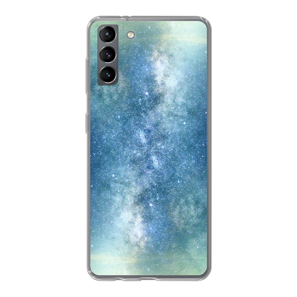 MuchoWow Handyhülle Schutzhülle Hülle für Samsung Galaxy S21 Plus Sterne - Himmel - Blau - Jungen - Mädchen - Kinder Silikon Softcase Handy ...