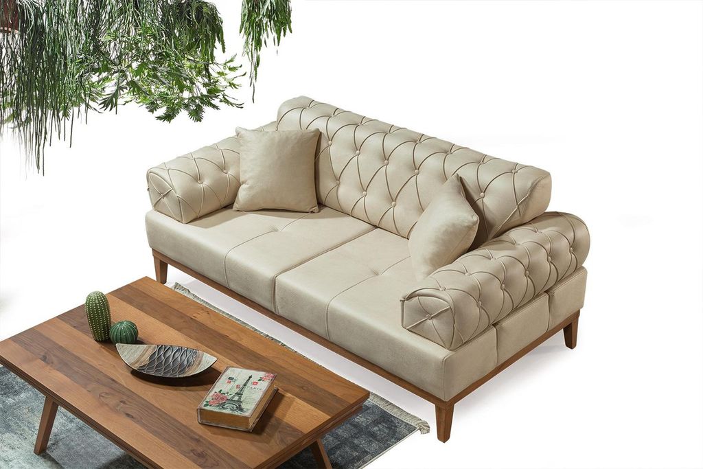 Sofagarnitur Garnitur Sofas Sofa Sessel Dreisitzer 3+1 Sitzer beige