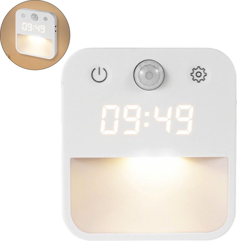 Touch Nachtlampe mit Zeit, Weiß/Warmlicht, Dimmbar, Dämmerungssensor für Treppe, Sensorlicht für Kinderzimmer, Bad & Flur