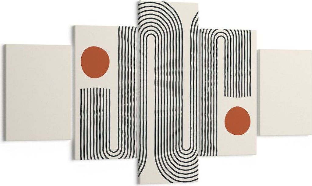 Bild auf Leinwand - Leinwandbild - 5 Teile - Minimalistisch Modern Abstraktion - 125x70cm - Wand Bild - Wanddeko - Wandbilder - Leinwanddruck - Bil...