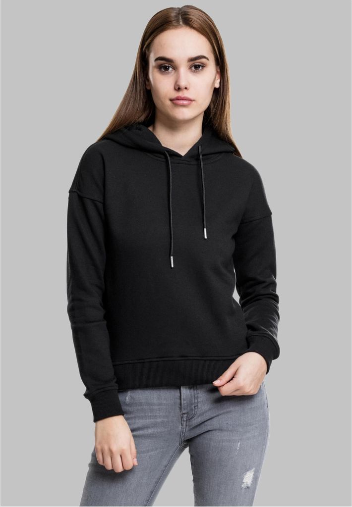 Urban Classics TB1524 | Damen Hoody Kapuzenpullover mit breiten Rippbündchen - Farbe: Black - Größe: M