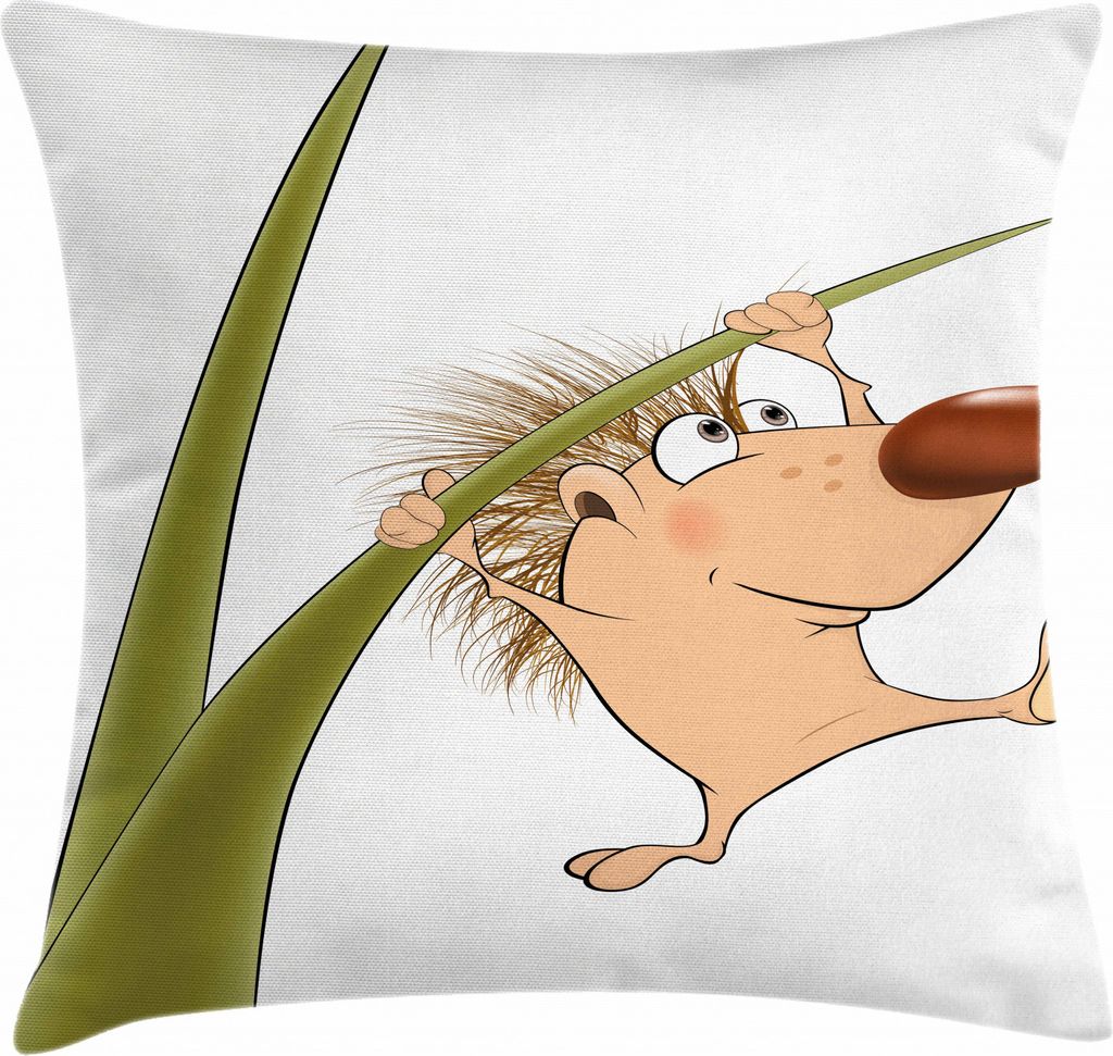 ABAKUHAUS Igel Kissenbezug, kleine Hadgehog, Wasser und Schmutz resistent Waschbar Beidseitiger Druck mit Reißverschluß, 50 x 50 cm, Tan Braun Grün