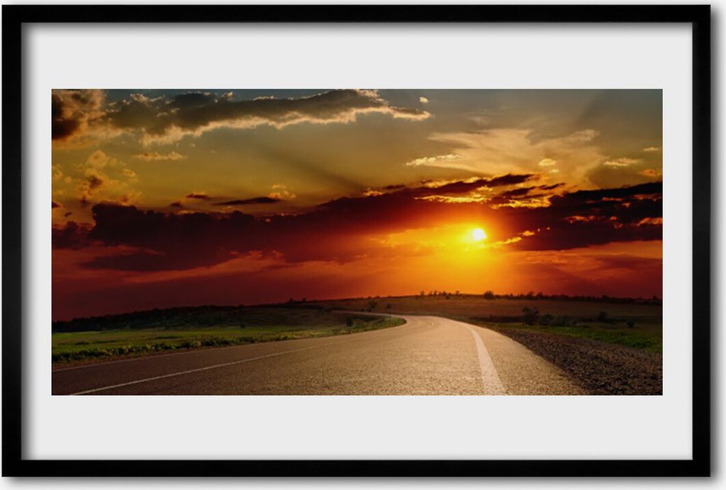 Bild 60x40 MDF-Rahmen Wandkunst East Road Landschaft