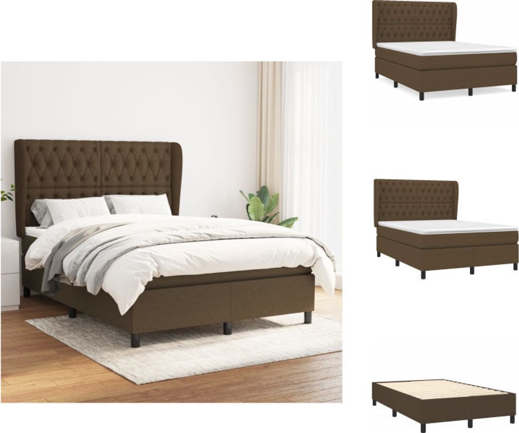 vidaXL Boxspringbett mit Matratze Dunkelbraun 140x190 cm Produktbild 