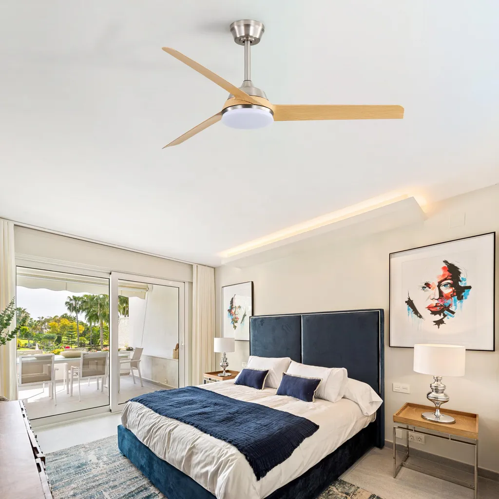 Ventilateur de plafond pour salon avec LED et télécommande 52 pouces