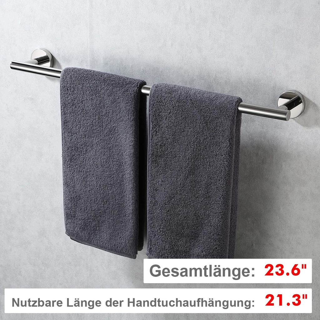 Badezimmer Handtuchhalter aus Edelstahl, 50 cm gebürstet, Produktbild 