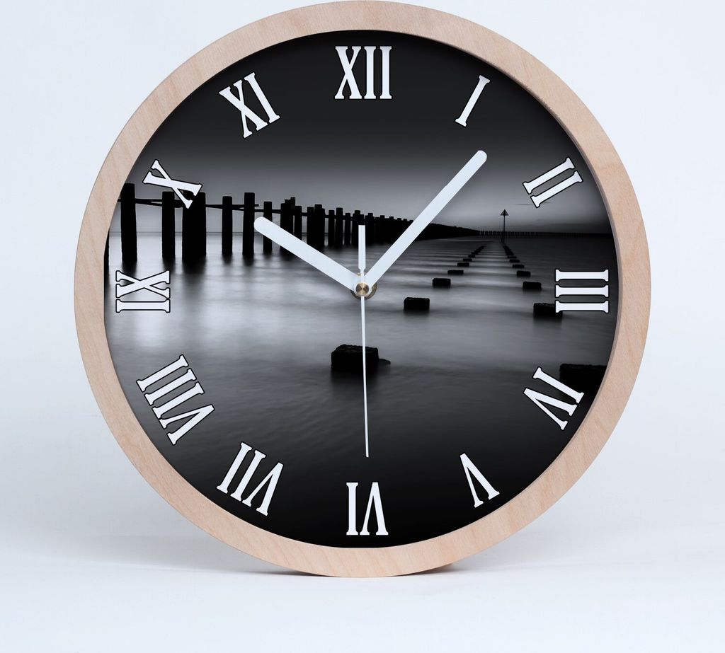 Holzuhr 30fi cm wanduhr - weiße Spitzen - Wellenbrecher thames