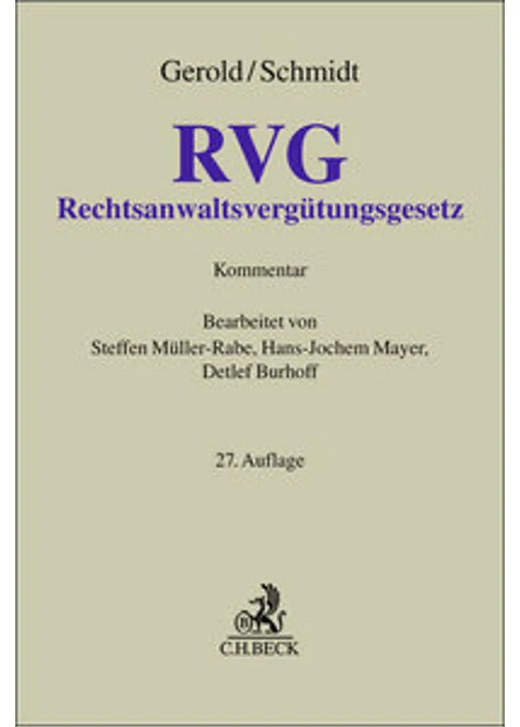 Livre de loi RVG Rechtsanwaltsvergütungsgesetz pour experts du droit