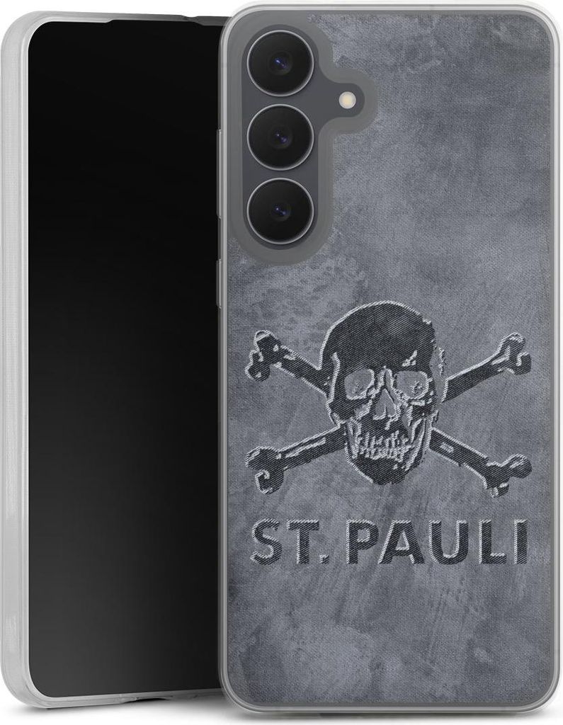 DeinDesign Slim Hülle für Samsung Galaxy S25 FE Silikon Case Ultra Dünn Handyhülle Beton FC St. Pauli Logo