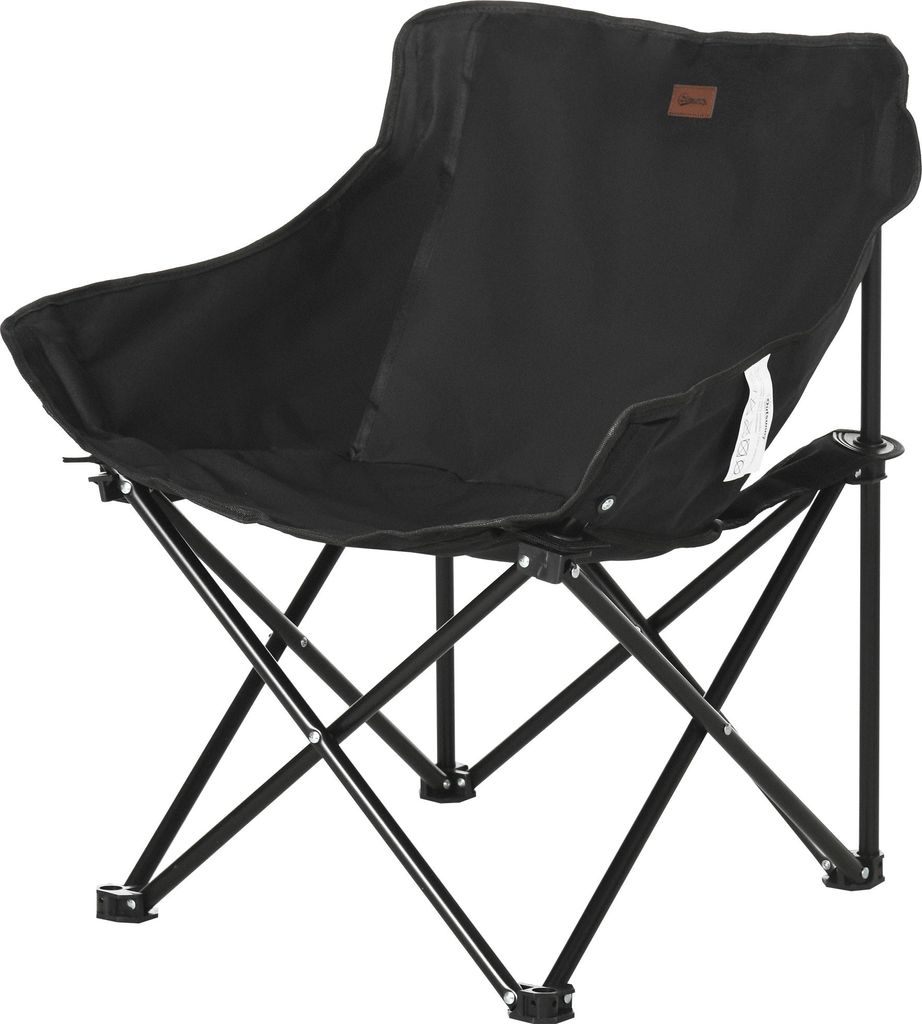 Campingstuhl, faltbar, Stahlrahmen, Stoffsitz, Tragetasche, Schwarz