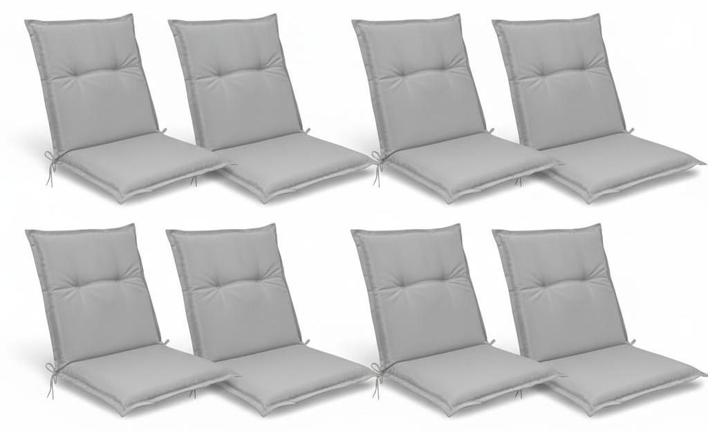 Beautissu 8er Set Niedriglehner Auflagen Base NL, 100x50cm, Grau