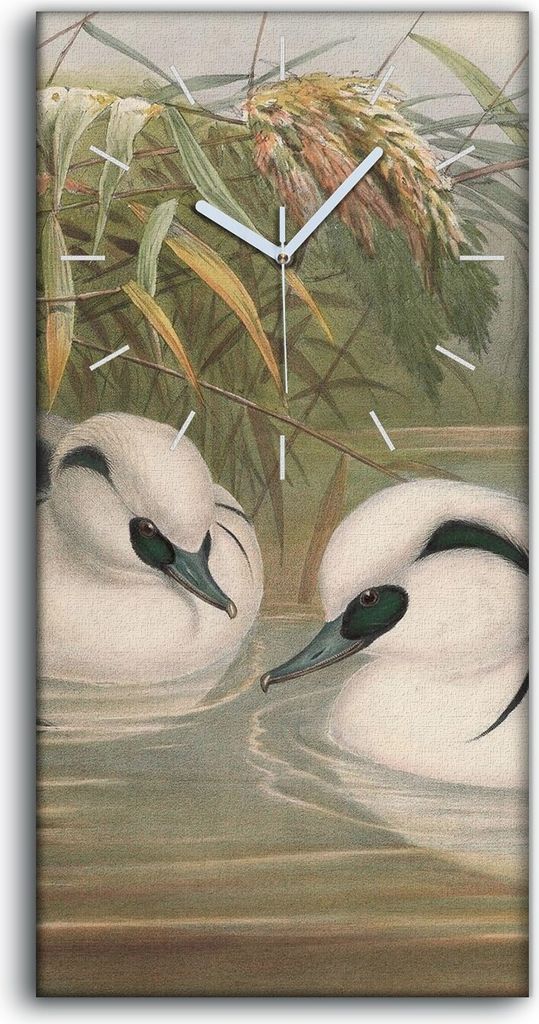 Wandbild Leinwand Bilder Wanduhr 30x60 Vögel Wild Tiere Zeichnung Kunst - weiße Hände