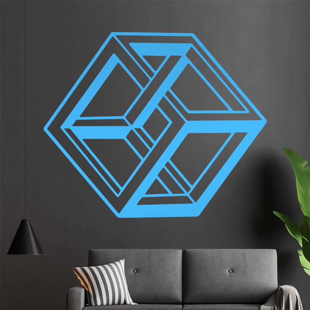 KIWISTAR Optische Täuschung Illusion - Würfel Wandtattoo in 6 Größen - Wandaufkleber Wall Sticker - Dekoration, Küche, Wohnzimmer, Schlafzimme...