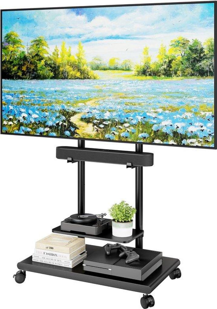 Unyqoos Mobile TV-Ständer mit Rollen, höhenverstellbar für 50-90 Zoll Fernseher, VESA bis 600x400 mm