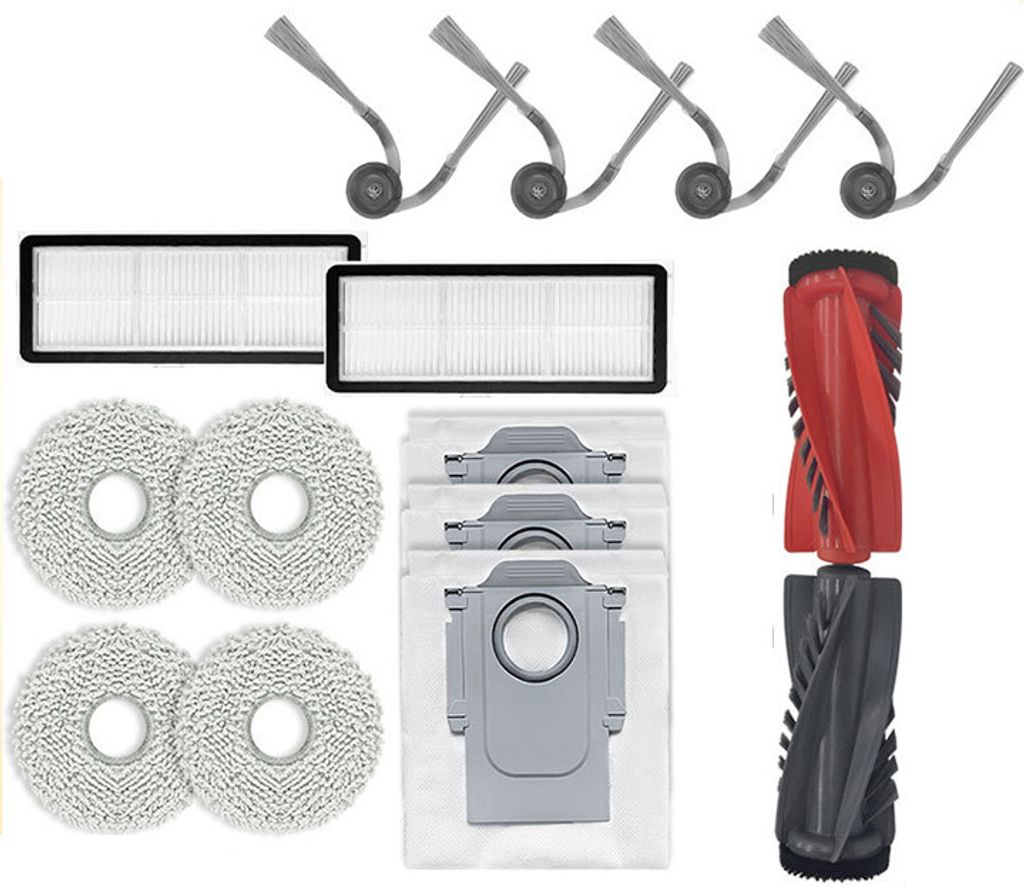 INF Roborock Q Revo Curv Zubehörpaket - 1 Hauptbürste, 4 Wischtücher, 2 Filter, 3 Staubbeutel, 4 Seitenbürsten – Komplettset für effizientes...