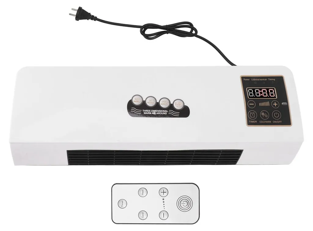 Radiateur soufflant mural compact avec thermostat et affichage LED