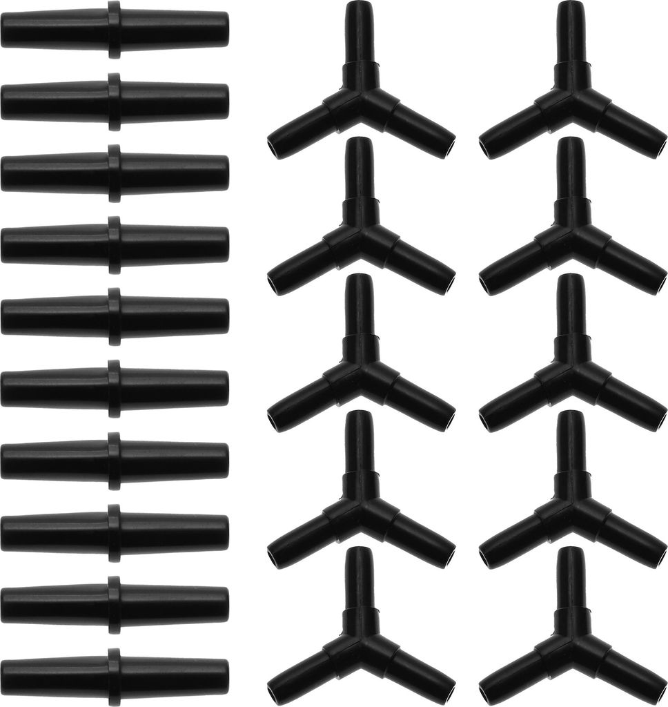 Kunststoff-Schlauchstutzen, 3/16" Gerader Schlauchanschluss Y-förmiger 3-Wege-Schlauchanschluss Kunststoff Schwarz, 1 Satz