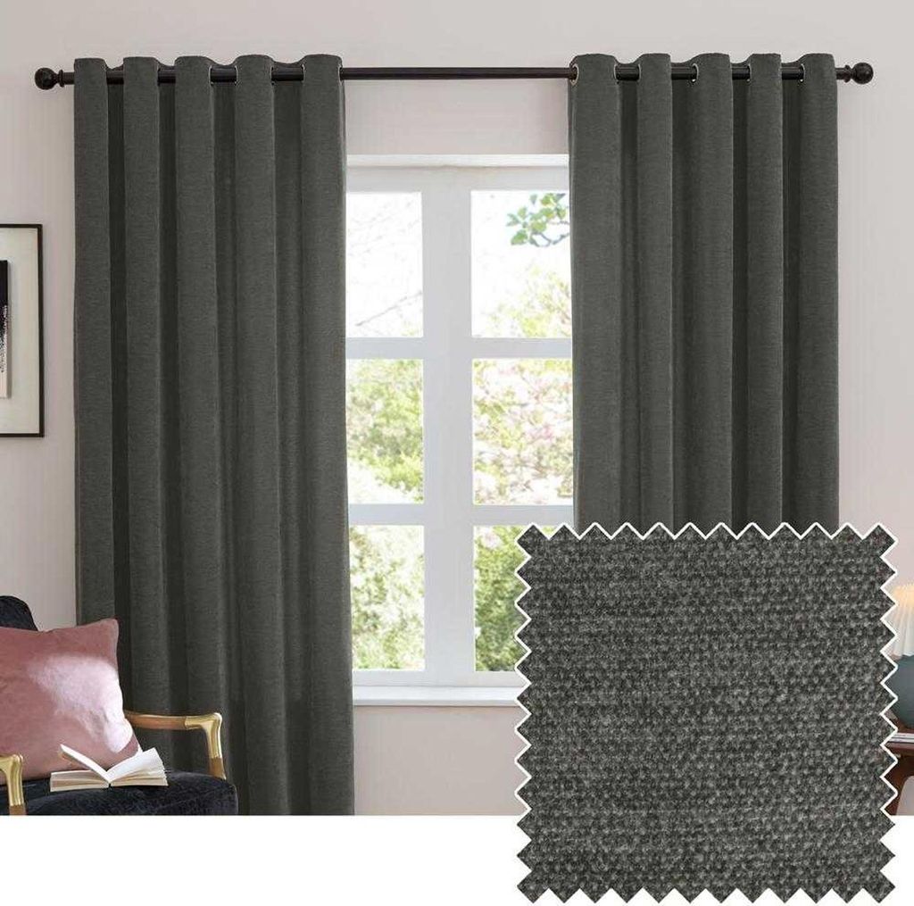 Furn - Verdunkelungsvorhänge, Chenille RV3697 (229 cm x 229 cm) (Holzkohle)