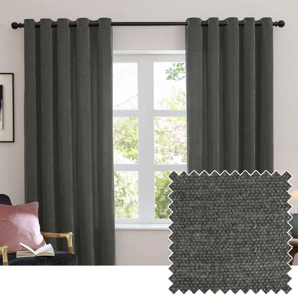 Rideaux occultants Furn Chenille RV3697 Charbon 168 x 137 cm pour salon