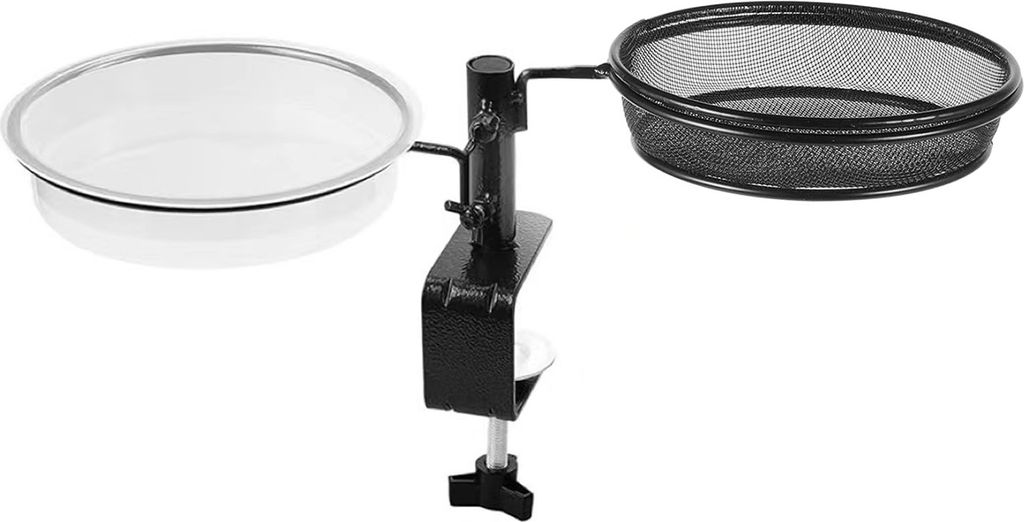 Vogelfutterschale für Terrassen, abnehmbare Futterschale aus Netzgewebe mit Wasserschale, Vogelfutterschale für Terrassengeländer mit Metallhalt...