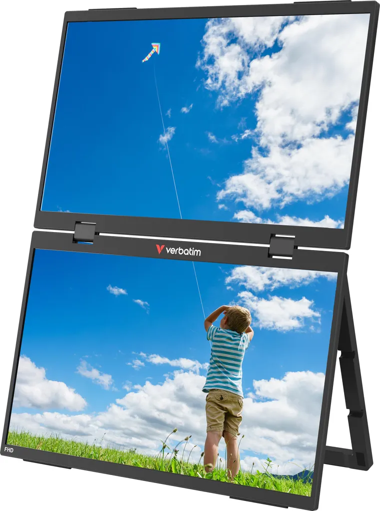 Verbatim Portable 15.6" FHD Dual Monitor Essentials Tragbarer Monitor Schwarz 39,6 cm (15.6") LCD 1920 x 1080 Pixel